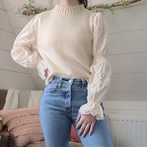 Storia Sweater with Floral Cutout Sleeves